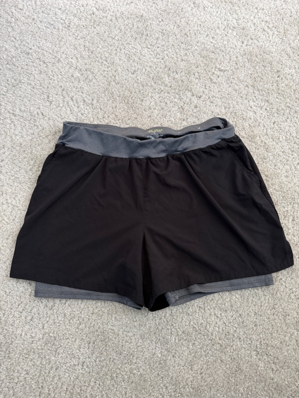 tek gear Black Layered Athletic Shorts with Gray Waistband